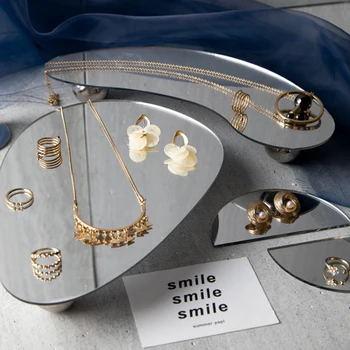  Nepravidelný Zrkadlo Akryl Šperky Zásobník Malé Ozdoby Spodnej Podporu Náušnice Displeja, Stojan Streľba Rekvizity