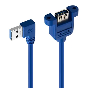  Bochara 90degree Doprava USB3.0 Predlžovací Kábel mužmi a M/F Tienené Skrutky Panel Mount 25 cm 50 cm