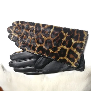  Dámske jesenné zimné leopard originálne kožené rukavice žena prírodná koža, dotykový jazdy na koni rukavice R1222