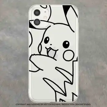  Pokémon Pikachu Jednoduché, Transparentné Telefón puzdro pre iPhone 11 12 Pro Max mini 7 8 plus XR X XS MAX SE Anime Shockproof kryt darček