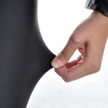  Módy Sexy Čierne Lesklé Kovové Vysoký Pás Ženy Pružný Kožené Legíny, Nohavice Elastický Plus Veľkosť Nohavice