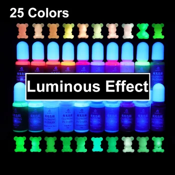  10 ml 25 Farby Žiariace v tme Vysoká Koncentrácia Epoxidové UV Živice Farbenie Farbenie Farbivo Pigment Ručné DIY Šperky Robiť