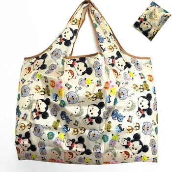  50*60 cm Disney kreslené skladacia taška na nákupy Mickey mouse taška skladovanie Vysokou kapacitou zelená taška ručne kreslené rameno