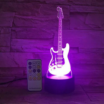  3D Gitara Tvar Nočné Svetlo Farebné Osvetlenie s Diaľkovým ovládaním, Spálne, Nočná Lampa Domov Dovolenku Dekorácie, Darčeky pre Deti