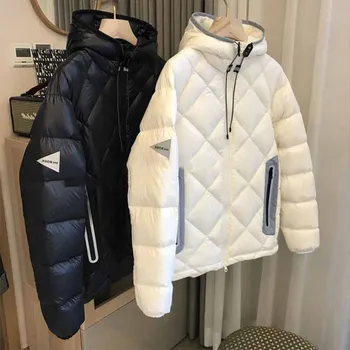  Zimný Kabát Ženy Bunda Parkas Hrubé 2021 Jeseň Zima Black Nadrozmerné Fialová Puffer Kapucňou Harajuku Voľné Oblečenie Bunda