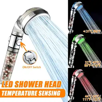  3 Farbu Meniace LED Sprcha Hlavy, Vysoký Tlak na Šetrenie Vody Sprej Ručné Sprchy Hlavu kúpeľňové Doplnky Sprcha Nástroje