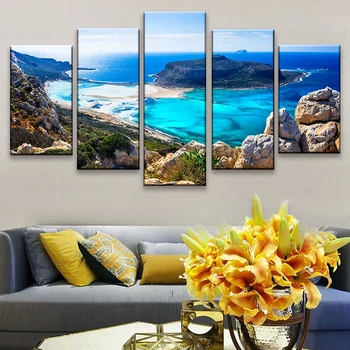  HD Vytlačené 5 Kus Plátna Umenie Blue Sea Beach Maľovanie Seascape Stenu Obrázky a Decor Zarámované Maľovanie Interiérov