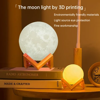  LED Nočné Osvetlenie, 3D Tlač Mesiac Svietidlo Nabíjateľné Zmena Farby 3D Ľahký Dotyk Mesiac Lampy, detské Svietidlá Nočné Lampy, Domov