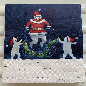  Vianočné papierové obrúsky elegantné tkaniva serviettes decoupage dekor svadobné party festival zvierat vlk snow man kôň tkaniva 3ply