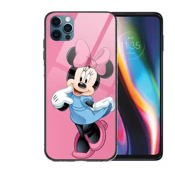 Minnie Mouse Mobile Nové Sklo puzdro Pre iphone 12 11 Pro Max 12Pro XS Max XR X 7 8 Plus SE 2020 Prípade Tvrdeného Zadný Kryt