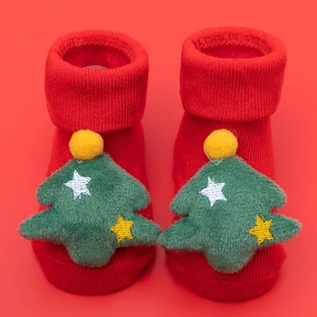  Vianočný Večierok Dieťa Poschodí Ponožky Batoľatá Chlapec Dievča Ponožky Mäkké Teplé Zimné Hrubé Plyšové Bavlna Kolená Vysoké Dlho Novorodenca Ponožky