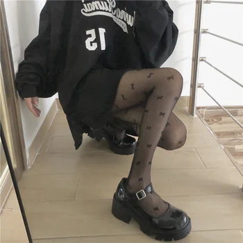  Dámske letné tenké luk tlač vzor osobnosti vlhkosti-dôkaz anti-hook hodváb Japonský vonkajšie nosia nohavice klesnutie ponožky