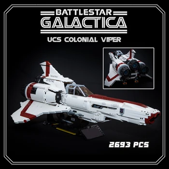  Na Battlestar Galactica Koloniálnej Viper MKII Robotechs Nové Fit Lepining MOC-9424 Model Technické Space Battleship Stavebný kameň