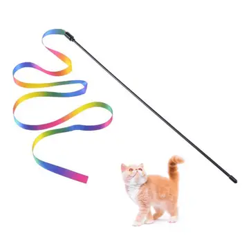  Nové Dúhy pás s nástrojmi Roztomilý obojstranné Mačka Dodávky Mačky, Hračky, Interaktívne Stick Teaser Palička