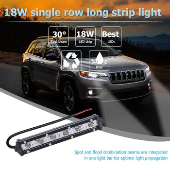  18W 6000K LED Pracovné Svetlo Bar Jazdy Lampa Hmla terénne SUV Auto Pozornosti