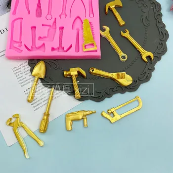  Mini náradie silikónové formy kľúča pílou kladivo série čokoláda flip cake decoration nástroj