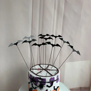  10pcs Akryl Tortu Vňaťou Black Bat Halloween Party Pečenie Cake Decoration Šťastný Halloween Party Láskavosti
