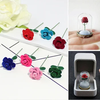  2 KS trojrozmerné Ručný mini 13mm tkaniny Farebné ruže kvet charms výplň pre sklo svete šperky zistenia