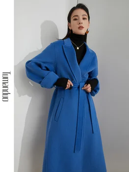  Dvakrát čelil cashmere kabát žien zimná srsť strednej dĺžky Hepburn štýl jeseň a v zime high-end vlnené kabát