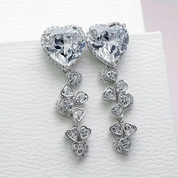  Huitan Tvorivé Uzavreté Srdce Visieť Náušnice Ženy s Brilantným Láska Cubic Zirconia Svadobné Zapojenie Trend 2021 Nové Šperky