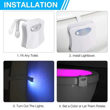  Smart LED Snímača Pohybu Wc Misy Zvuk Nočné Osvetlenie RGB 8 Farieb WC Wc Ľahké Nepremokavé Podsvietenie pre Deti Luminaria Lampa