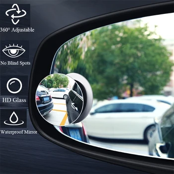  2 ks Univerzálny Auto Blind Spot Zrkadlo Frameless 360 Stupňov Široký Uhol Teleskopická Inšpekcie Parkovanie Zrkadlo Auto Príslušenstvo
