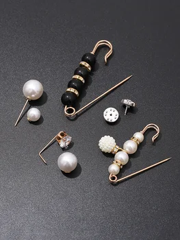  Cardigan Pin Módny Štýl Roztomilý Tvorivé Pevné Oblečenie Pearl Dekoratívne Brošňa pre Ženy Anti-Expozície Výstrihu Pracky Šperky