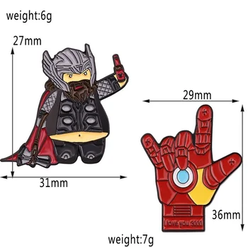  Marvel Avengers Iron Man, Thor Brošňa Taška na Príslušenstvo Zábavné Anime Kolíky Šatku Pracky Klobúk Pin Brošňa pre Ženy Móda Punk Štýl
