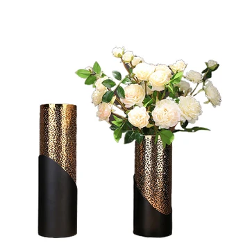  Black Nordic Kovová Váza Veľká Zlatá Váza Luxusné Vázy Moderných Domov Obývacia Izba Dekorácie Kvet Usporiadanie Dekorácie, Darčeky