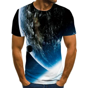  2021 Nové Letné Kolo Krku Módne Planéty 3D Vytlačené Tričko Krátky Rukáv Fashion Street Osobné Top Grafické T-Shirt