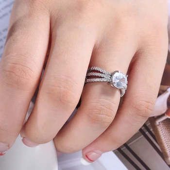  Visisap tri vrstvy micro zirkón prstene pre ženy zásnubné dary 8mm CZ vykladané snubný prsteň milenca šperky factory B2972