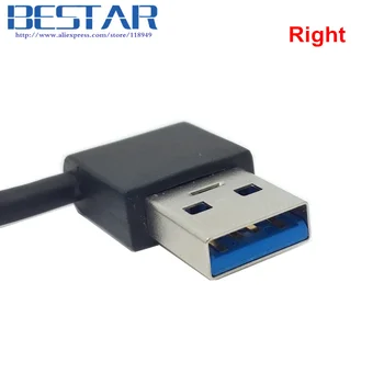  Vľavo a v Pravom uhle 90 stupňov USB3.0 USB 3.0 Muž Micro B Samec 90 stupňov kábel, Čierny