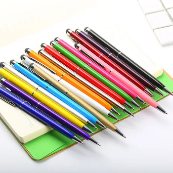  Nový multi-farebné kovové guľôčkové pero Dotykové obrazovky kondenzátor perá, Reklamné darčekové pero študent školy, písanie, písacie potreby