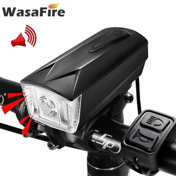  WasaFire T6 LED Bicyklov Svetla USB Nabíjateľné Bicykel Predné Svetlá Diaľkové Horn Bell Svetlometu Výstraha jazda na Bicykli Reproduktor Lampy