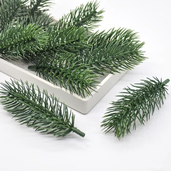  24PCS Umelých Plastických Zelené Borovicové Rastliny Pobočiek Svadobné Domáce Dekorácie DIY ChristmasTree Remeselníci Príslušenstvo