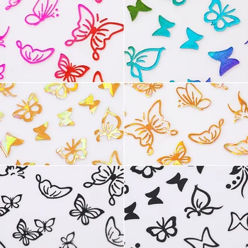  Farebné Zlato 3D Butterfly Nail Art Nálepky Samolepiace Jazdcov Prenos Nálepky na Nechty Snehu Dizajn Zábaly Dekorácie