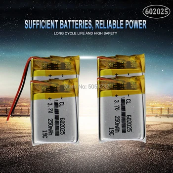  1pc 250mAh 3,7 V 602025 Lítium-Polymérová Nabíjateľná Batéria Pre Mp3 MP4 MP5 GPS, PSP DVR mobile bluetooth Li-Po buniek