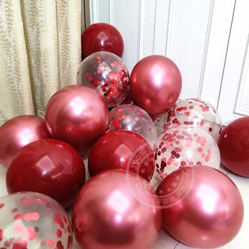  25pcs/Set Ruby Red Balloons Chrome Rose Gold Konfety Latex Globos Svadby, Narodeniny, Deň matiek Valentines Party Dekor Dodávky