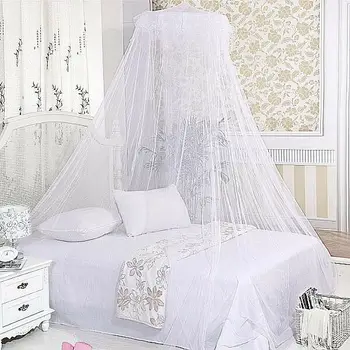  1PC Elegantnej Čipky posteľ mosquito net oka baldachýn princezná kolo dome posteľná bielizeň čistá biela Pridať romantika a eleganciu na akejkoľvek spálne