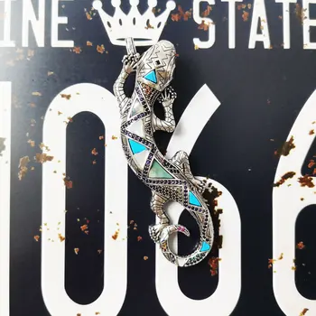  Prívesok Farebné Veľký Jašter 925 Sterling Silver nosenie Náhrdelníku 2021 Mužov, Šperky, Doplnky Salamander Vysokej Kvality Bijoux Darček