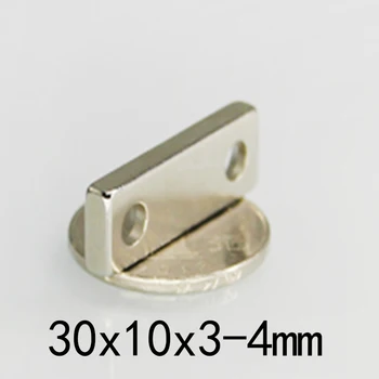  10/30/50pcs 30x10x3-4 mm Silné Quadrate DIY Silný Malých Magnetov 30*10*3-4 mm NdFeB Magnety Silný List Magnet Otvor 4 mm Blok