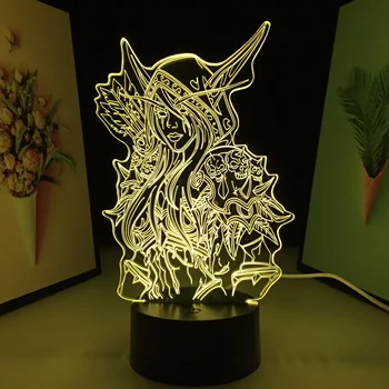  World of Warcraft Sylvanas 3D Lampa Windrunner Obrázok LED Nočné Svetlo pre Spálne Dekor Hra, Hráč Darček Nočného Lampy, Akryl