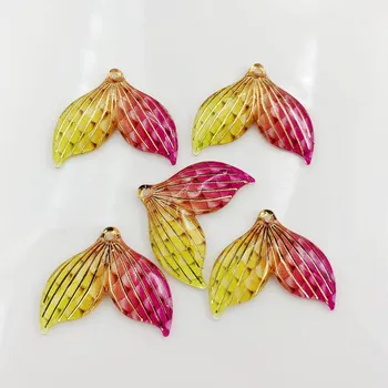  DIY 10pcs Acryl Kamienkami Morská Ryba Rozsahu Chvost Crystal Nášivka Krištáľové Šperky Oblečenie Kamienkami Remeslá prívesok