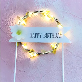 6 farieb DIY LED Svetlo, Až Veniec Veniec Happy Birthday Cake Vňaťou Pre Dieťa Sprcha Narodeninovej Party Pečenie Dekorácie Dodávky