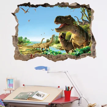  3D Porušenú Stenu Jurský Park Dinosaur Domova Vymeniteľné Stenu, Nálepky, Obývacej Izby, Spálne, detskej Izby Tapetu Pozadia