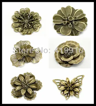  30Pcs Zmiešané Antické Bronzové Filigránske Zábaly Konektory Zdobením Kovové Remesiel Dekorácie DIY Zistenia M01297