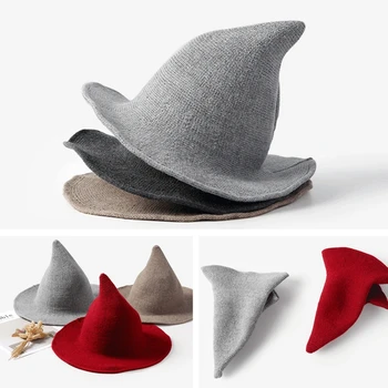  Halloween čarodejnice klobúk Mužov a Žien vlna Pletený Hat Módne Pevné Klobúk Diverzifikované spolu Klobúk Priateľka Dary