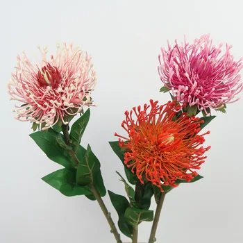  73 CM jednu pobočku umelé pincushion kvet home table svadba, kvetinová výzdoba
