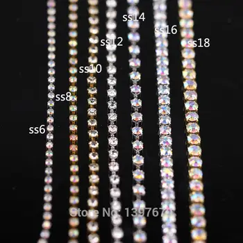  10Yards/veľa ss6-ss18 husté Crystal drahokamu reťazca v blízkosti crystal v gold base Pohár reťazca pre oblečenie ornament príslušenstvo