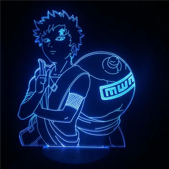  Japonsko, Anime Naruto Figúrky Gaara 3D LED Nočné Svetlo pre Deti Novinka Naruto Svetlo Dekoračné Svietidlo pre Vianočný Darček